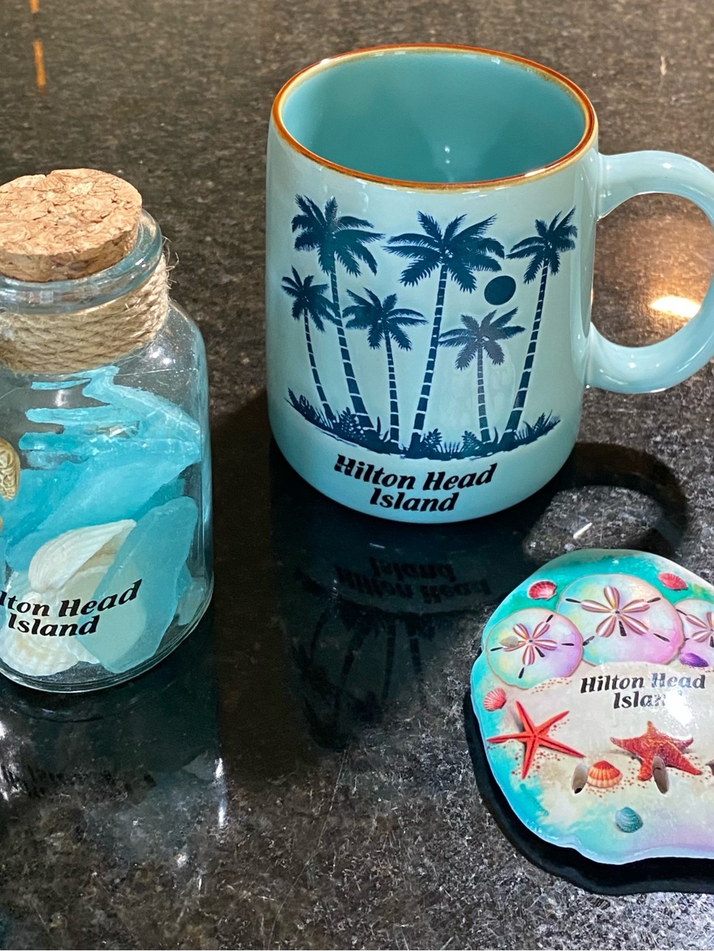 Hilton Head Coffee Mug, Magnet & Decorative Sea Glass Bottle